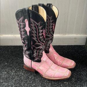 Ferrini Pink and Black Western Cowboy Boots sz. 8